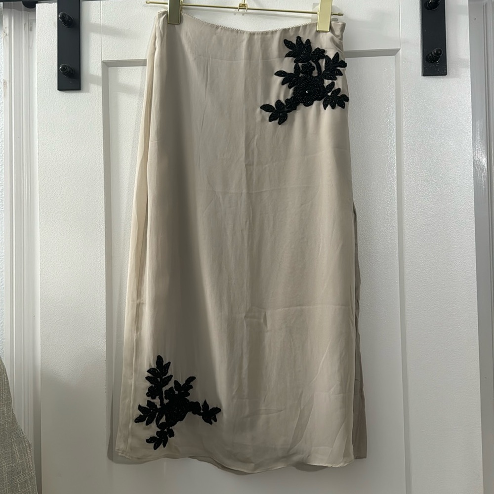 House of cb Amal champagne beaded skirt size small